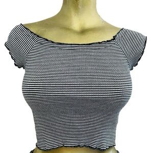 BRADELLY MICHELLE Off Shoulder STRIPED Stretch CROP TOP S/M